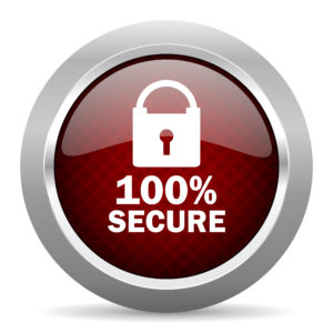 secure red glossy web icon